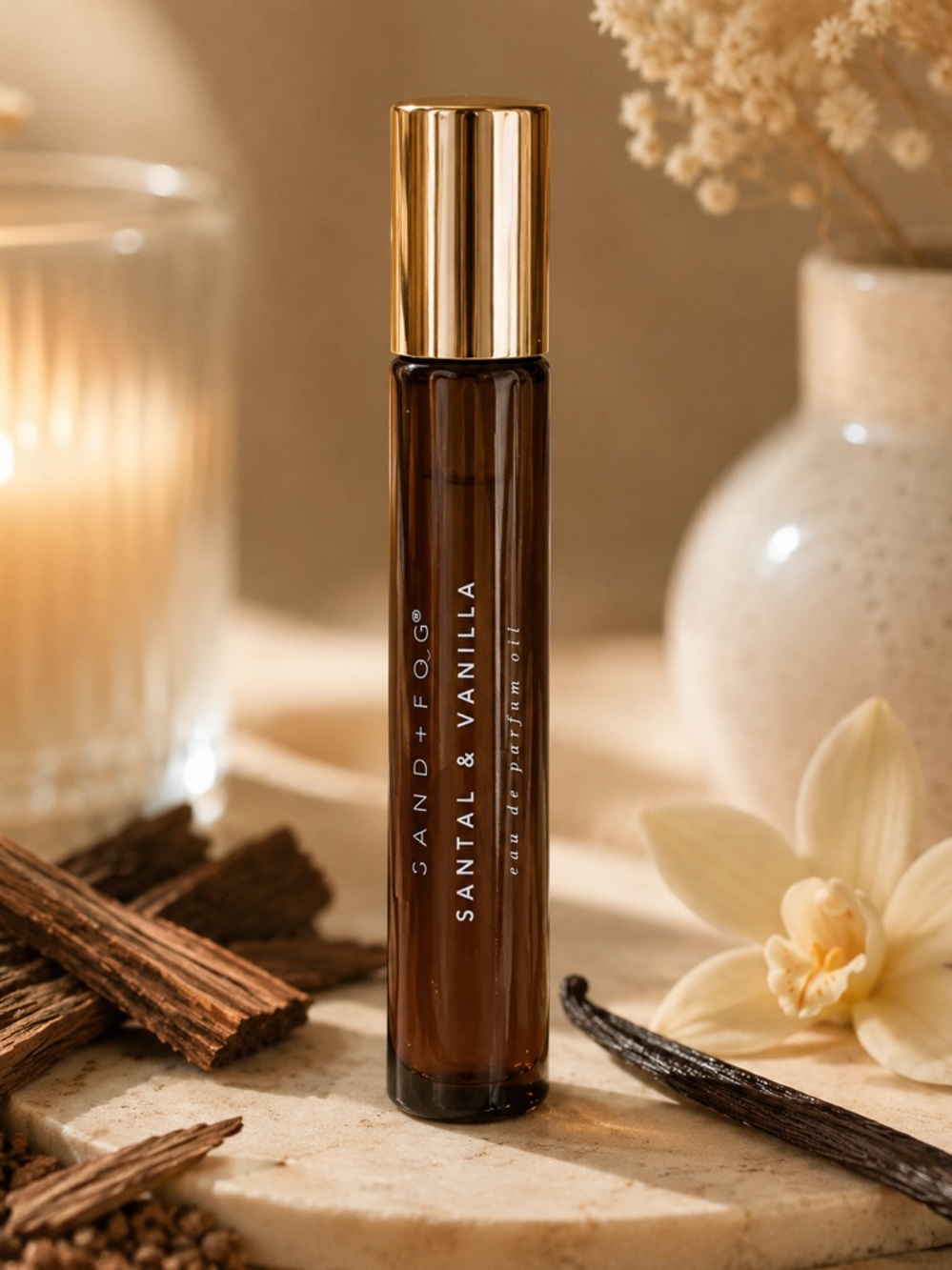 Sand + Fog Santal & Vanilla eau de parfum Perfume Oil .33 oz Rollerball travel